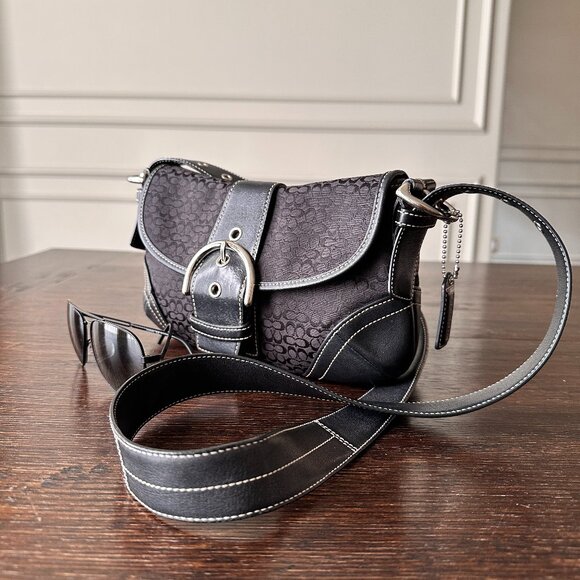 COACH | Black Soho Demi Crossbody Canvas & Leather Size Small 6818 Vintage Y2K - Picture 3 of 11